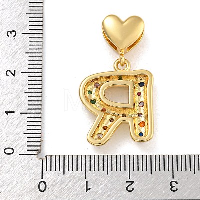 Brass Micro Pave Colorful Cubic Zirconia Pendants KK-P281-01G-R-1