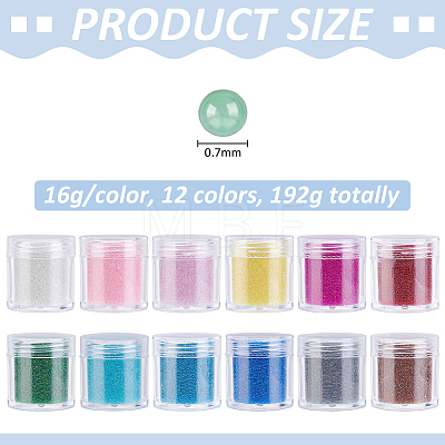 12Pcs 12 Colors Glass No Hole Round Beads Nail Art Glitter Powders MRMJ-PH0003-30-1
