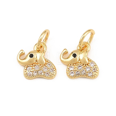 Brass Micro Pave Clear Cubic Zirconia Charms KK-H292-56C-G-1
