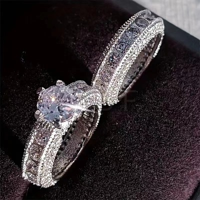 2Pcs Alloy with Crystal Rhinestone Finger Rings for Couple FS-WG6A3A8-01-1