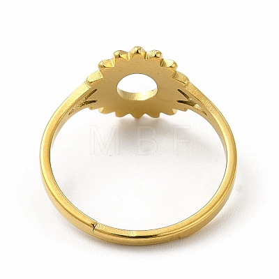Ion Plating(IP) 304 Stainless Steel Sunflower Adjustable Ring for Women RJEW-B027-17G-1