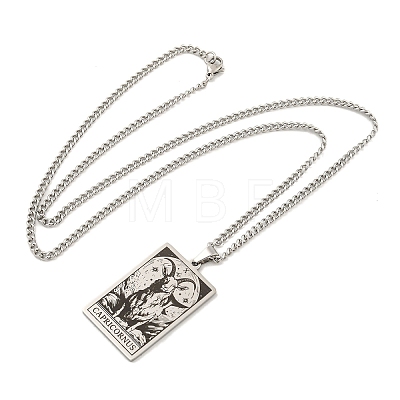 Non-Tarnish 304 Stainless Steel Tarot Pendant Necklaces NJEW-A026-01P-10-1