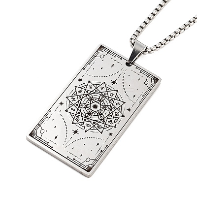 Non-Tarnish 201 Stainless Steel Rectangle with Constellation Pendant Necklaces NJEW-M223-02C-1