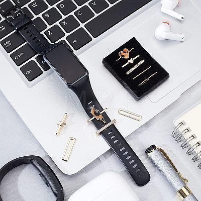  10Pcs Heart & Lightning Bolt Alloy Watch Band Charms Set FIND-NB0003-21-1