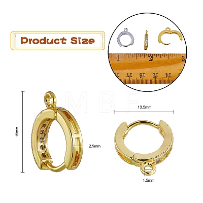 8Pcs 2 Colors Brass Huggie Hoop Earring Findings KK-SZ0005-36-1