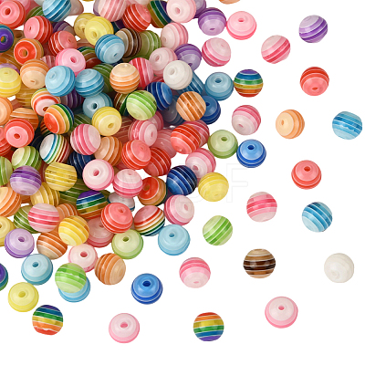 200Pcs Transparent Stripe Resin Beads RESI-SP0001-45-1