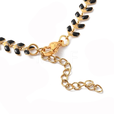 Enamel Ear of Wheat Link Chain Necklace NJEW-P220-02G-01-1