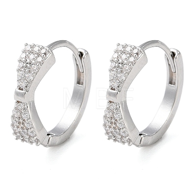 Brass Micro Pave Clear Cubic Zirconia Hoop Earrings EJEW-S234-03P-1