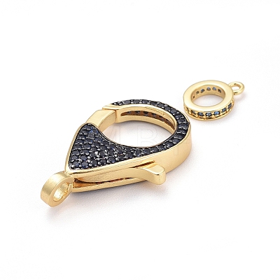 Brass Micro Pave Cubic Zirconia Lobster Claw Clasps ZIRC-K081-95G-01-1