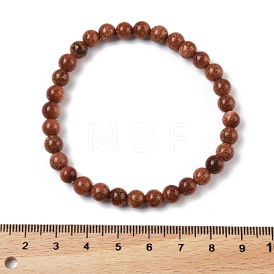 Synthetic Goldstone Bead Stretch Bracelets BJEW-K212-A-002-1