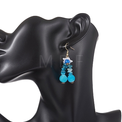 Flower Natural Mixed Stone Dangle Earrings EJEW-JE06870-1