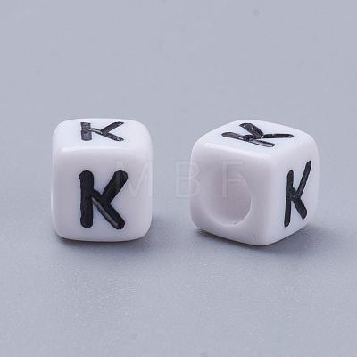 Letter K Letter Acrylic Cube Beads X-PL37C9308-K-1