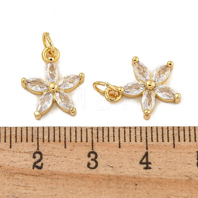 Rack Plating Brass Micro Pave Clear Cubic Zirconia Charms KK-U030-08G-1