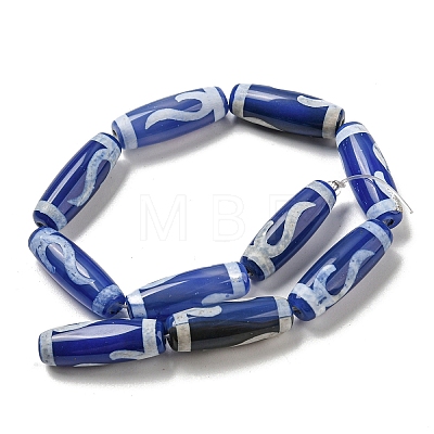 Blue Tibetan Style dZi Beads Strands TDZI-NH0001-B07-01-1