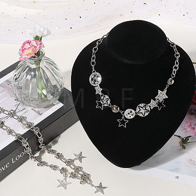 2Pcs 2 Styles Alloy Star Necklace Sets for Women NJEW-SC0001-51-1