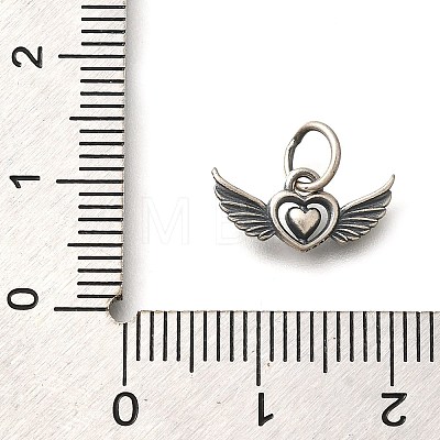 925 Sterling Silver Angel Wings Heart Charms STER-L066-04AS-1