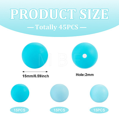 45Pcs 3 Colors Round Silicone Focal Beads SIL-TAD0001-01A-1