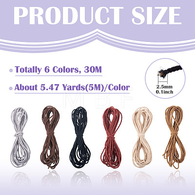 30M 6 Colors Polyester Elastic Cords EC-TA0001-07A-1