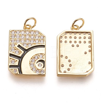 Brass Cubic Zirconia Pendants ZIRC-L098-004G-1