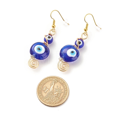 Lampwork Evil Eye Dangle Earrings EJEW-JE04918-1