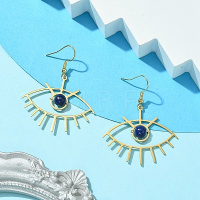 Dyed Natural Lapis Lazuli Beads Dangle Earrings EJEW-TA00386-1
