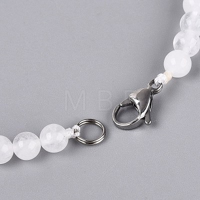 Natural Quartz Crystal Round Beaded Fan Bib Necklaces NJEW-N064-04J-1