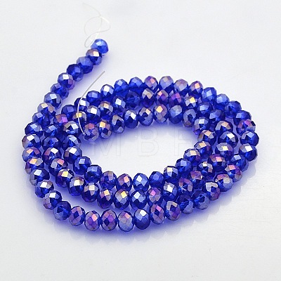 AB Color Plated Faceted Rondelle Electroplate Glass Beads Strands GLAA-A024D-AB13-1