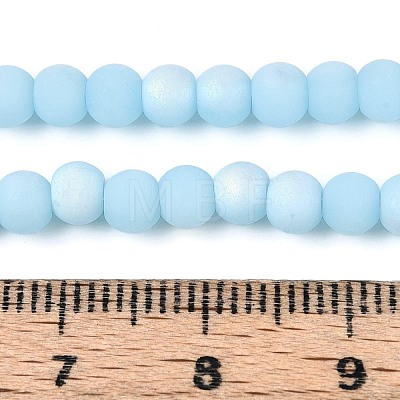 Frosted Opaque Glass Beads Strands GLAA-T032-P4mm-MBB10-1