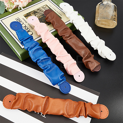 WADORN 5Pcs 5 Colors Wrinkled PU Leather Mobile Phone Wrist Strap AJEW-WR0001-74-1