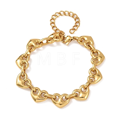 304 Stainless Steel Heart Link Chain Bracelets for Women BJEW-F536-19G-1