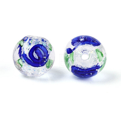 Handmade Foil Lampwork Beads Strands FOIL-T008-05F-1
