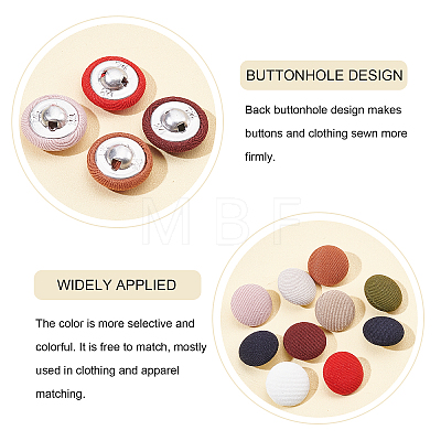   60Pcs 10 Colors Cloth Shank Buttons BUTT-PH0001-15-1