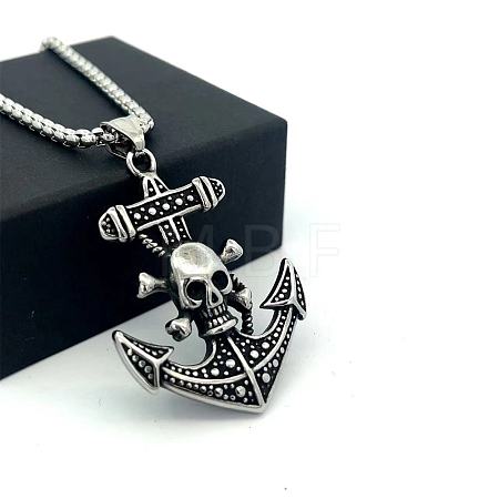 Vintage Viking Anchor Pendant 304 Stainless Steel Men’s Fashion Necklaces IH1305-1
