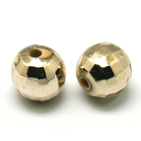 Faceted Round Plated Acrylic Beads PACR-L001-10mm-G-1