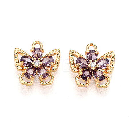Brass Micro Pave Cubic Zirconia Charms KK-N262-111A-G-1