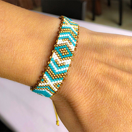 Bohemian Handmade Glass Seed Beaded Adjustable Bracelets IG8011-1