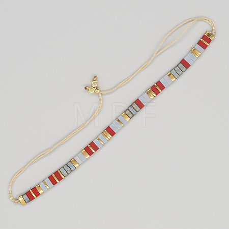 Vintage Ethnic Style Adjustable Glass Tila Beaded Handmade Slider Bracelets for Women ZN9527-6-1