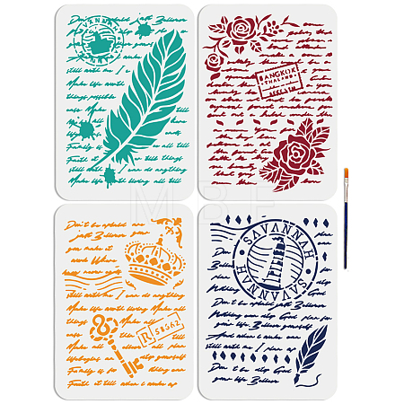 1 Set PET Hollow Out Drawing Painting Stencils DIY-MA0003-27-1