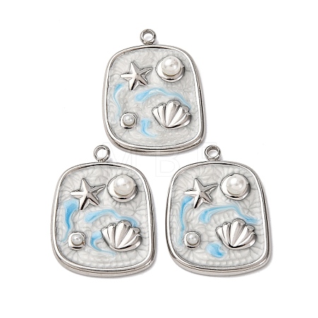304 Stainless Steel Enamel Pendants STAS-P406-25B-P-1