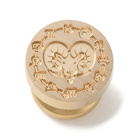 Golden Plated Round Shaped Wax Seal Brass Stamp Head STAM-K002-01G-03-1