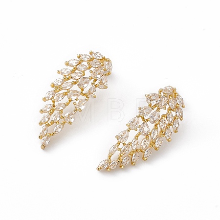 Cubic Zirconia Angel Wing Stud Earrings EJEW-I270-01G-01-1