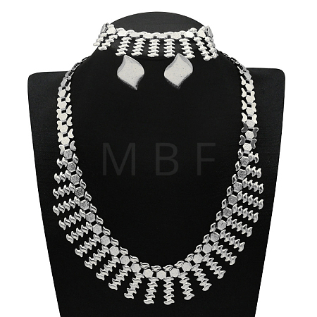 Alloy Chain Necklaces & Stud Earrings & Bracelets Sets FS-WG5EDEB-08-1