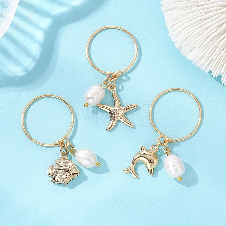 3Pcs 3 Styles Ocean 304/316 Stainless Steel Finger Rings RJEW-JR01005-1