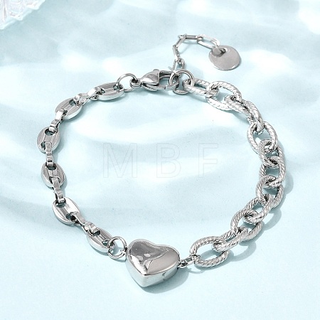 304 Stainless Steel Link Bracelets BJEW-H644-14P-1