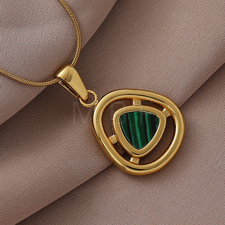 316 Surgical Stainless Steel with Dyed Synthetic Shell Triangle Pendant Necklaces for Women ZG7570-1