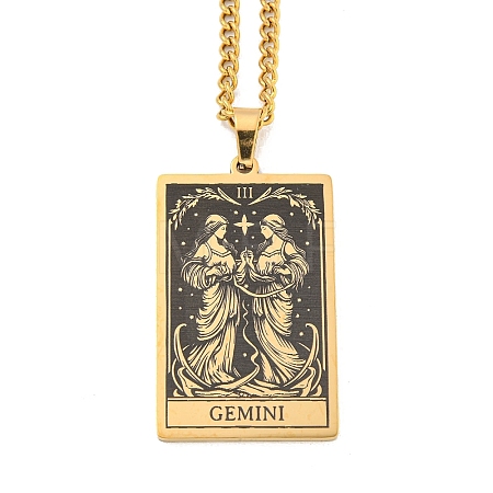 304 Stainless Steel Tarot Pendant Necklaces NJEW-A026-01G-03-1