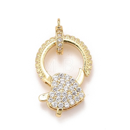 Brass Micro Pave Cubic Zirconia Lobster Claw Clasps X-KK-A161-02G-1
