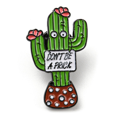 Cactus with Word Don't Be A Prick Enamel Pins JEWB-Q031-04EB-02-1
