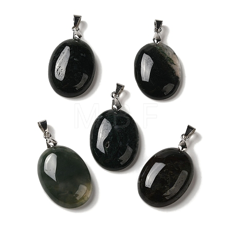 Natural Moss Agate Pendants G-Z055-03P-08-1