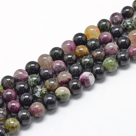 Natural Tourmaline Beads Strands G-R446-4mm-03-1